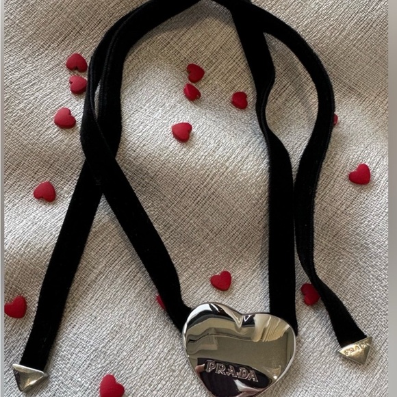 Prada Black and Silver Heart Pendant Belt - Picture 1 of 1